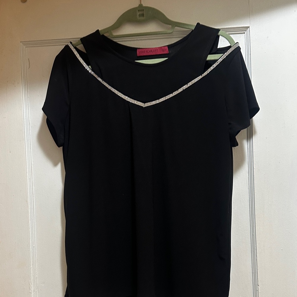 Elegant Black Tee with Silver Accents